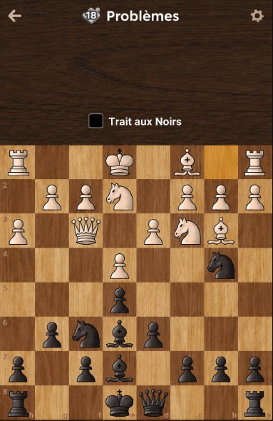 Position d'échecs présentée sans indication : au joueur de déterminer s'il existe une combinaison à jouer.